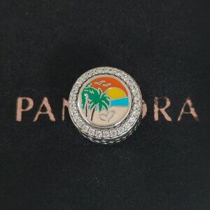 Pandora Engravable Beach Heart Scene Charm Bead S925 Silver with box